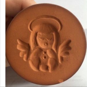 RyCraft Angel Terra Cotta Cookie Stamp Green Glaze